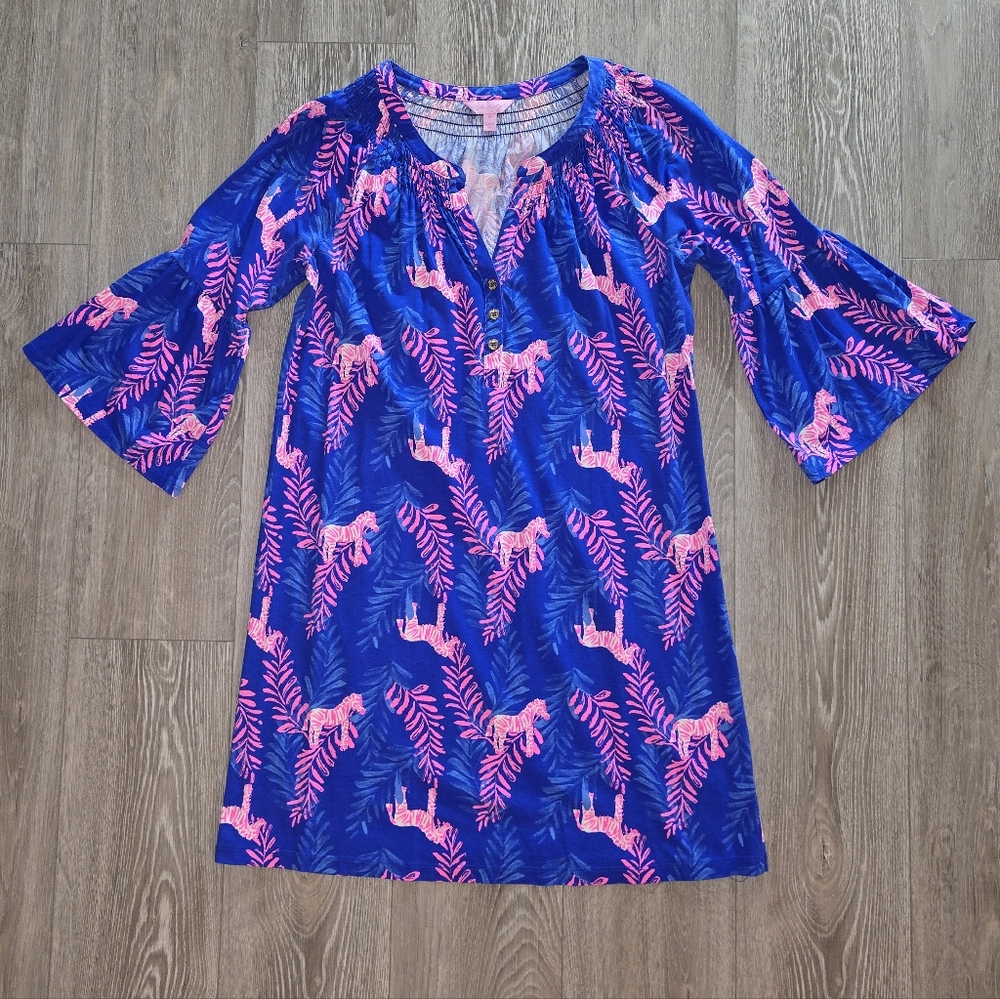 Lilly Pulitzer Vibrant Blue and Pink Zebra Mini Dress